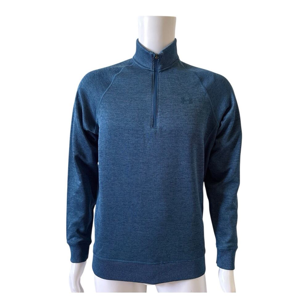 Under Armour ColdGear Sweatshirt Mens M Blue 1/4 Zip Loose Fit Long Sleeve Top